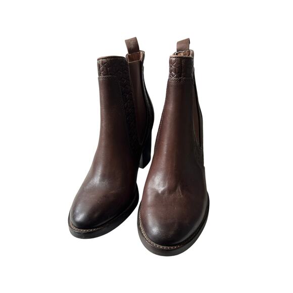 Liebeskind US 6.5 Brown Leather Block Heel Ankle Fall Quiet Luxury Bootie Boot - Picture 3 of 11